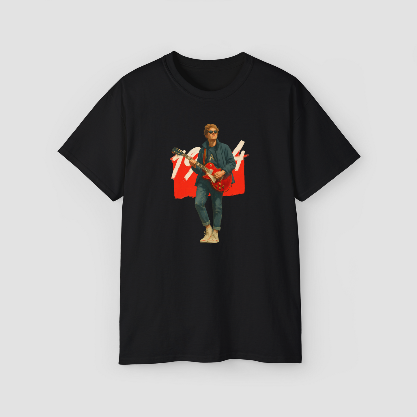 1994 My Kind of Music' vintage rock graphic with an electric guitar on a black oversized t-shirt.\
