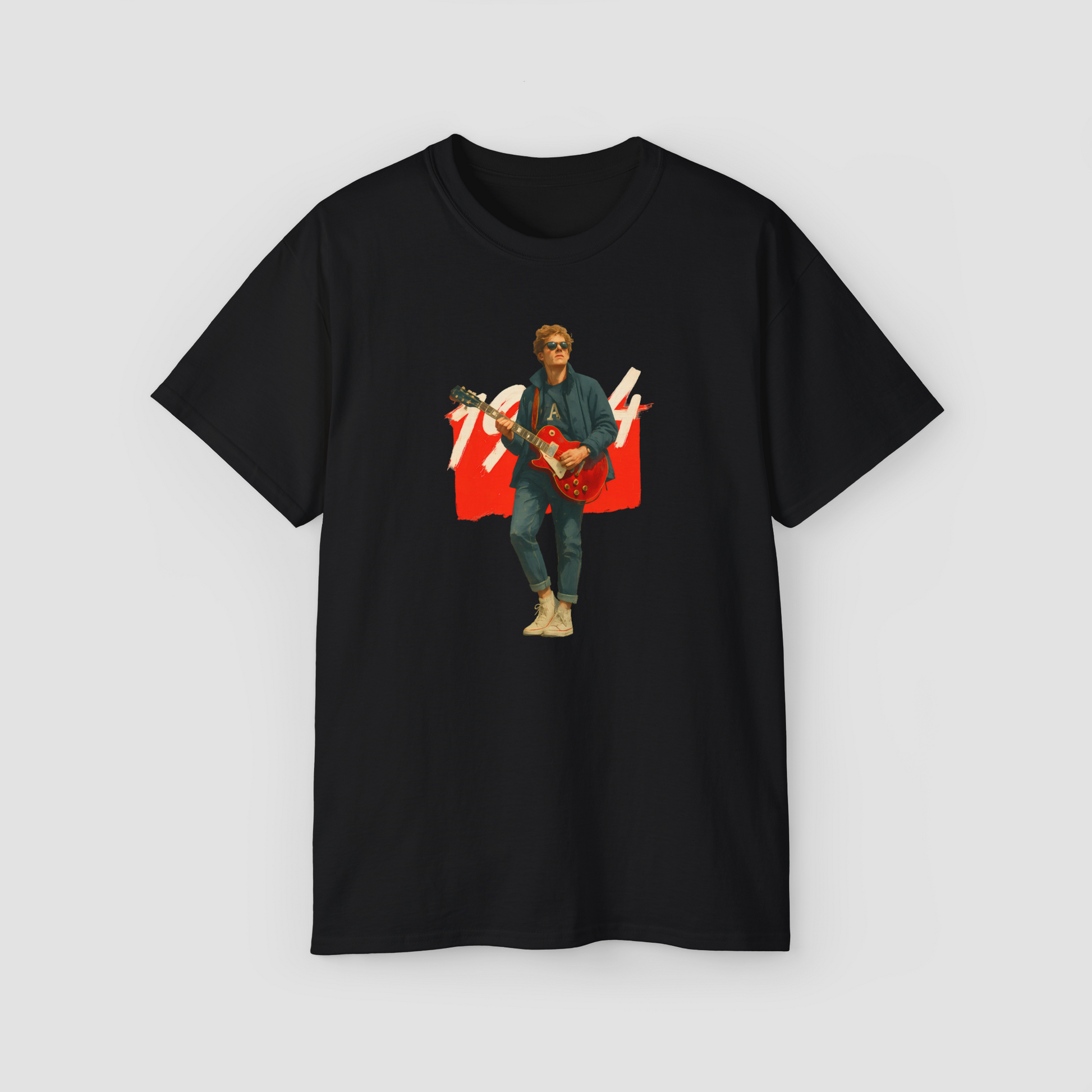 1994 My Kind of Music' vintage rock graphic with an electric guitar on a black oversized t-shirt.\